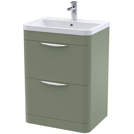 Nuie Parade 600mm Freestanding 2 Drawer Vanity Unit & Basin Satin Green FPA801A