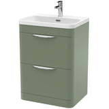 Nuie Parade 600mm Freestanding 2 Drawer Vanity Unit & Basin Satin Green FPA801B
