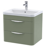 Nuie Parade 600mm Wall Hung 2 Drawer Vanity Unit & Basin Satin Green FPA802