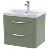 Nuie Parade 600mm Wall Hung 2 Drawer Vanity Unit & Basin Satin Green FPA802A