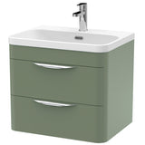 Nuie Parade 600mm Wall Hung 2 Drawer Vanity Unit & Basin Satin Green FPA802B