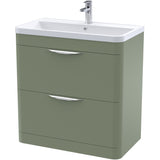 Nuie Parade 800mm Freestanding 2 Drawer Vanity Unit & Basin Satin Green FPA804