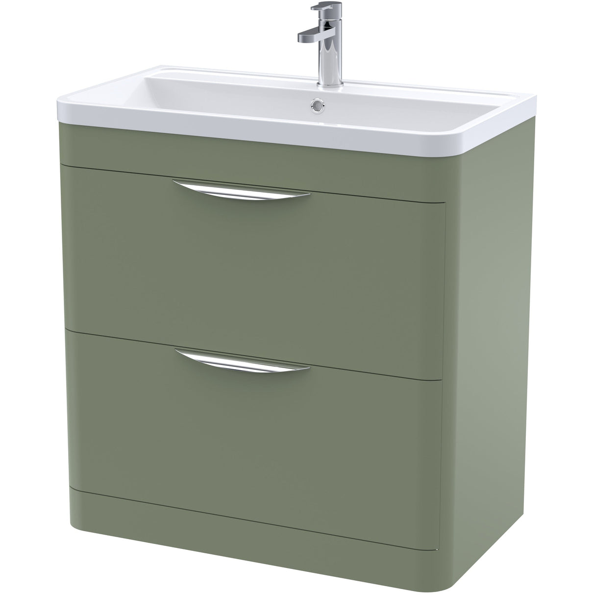 Nuie Parade 800mm Freestanding 2 Drawer Vanity Unit & Basin Satin Green FPA804A