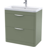 Nuie Parade 800mm Freestanding 2 Drawer Vanity Unit & Basin Satin Green FPA804A