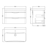 Nuie Parade 800mm Wall Hung 2 Drawer Vanity Unit & Basin Satin Green FPA805B LD