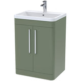 Nuie Parade 600mm Freestanding 2 Door Vanity Unit & Basin Satin Green FPA810