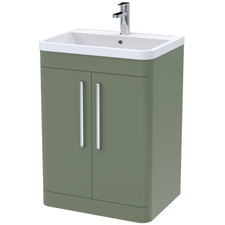 Nuie Parade 600mm Freestanding 2 Door Vanity Unit & Basin Satin Green FPA810