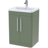 Nuie Parade 600mm Freestanding 2 Door Vanity Unit & Basin Satin Green FPA810A