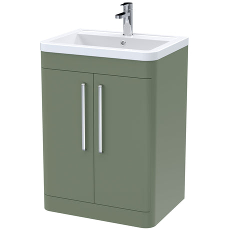 Nuie Parade 600mm Freestanding 2 Door Vanity Unit & Basin Satin Green FPA810A
