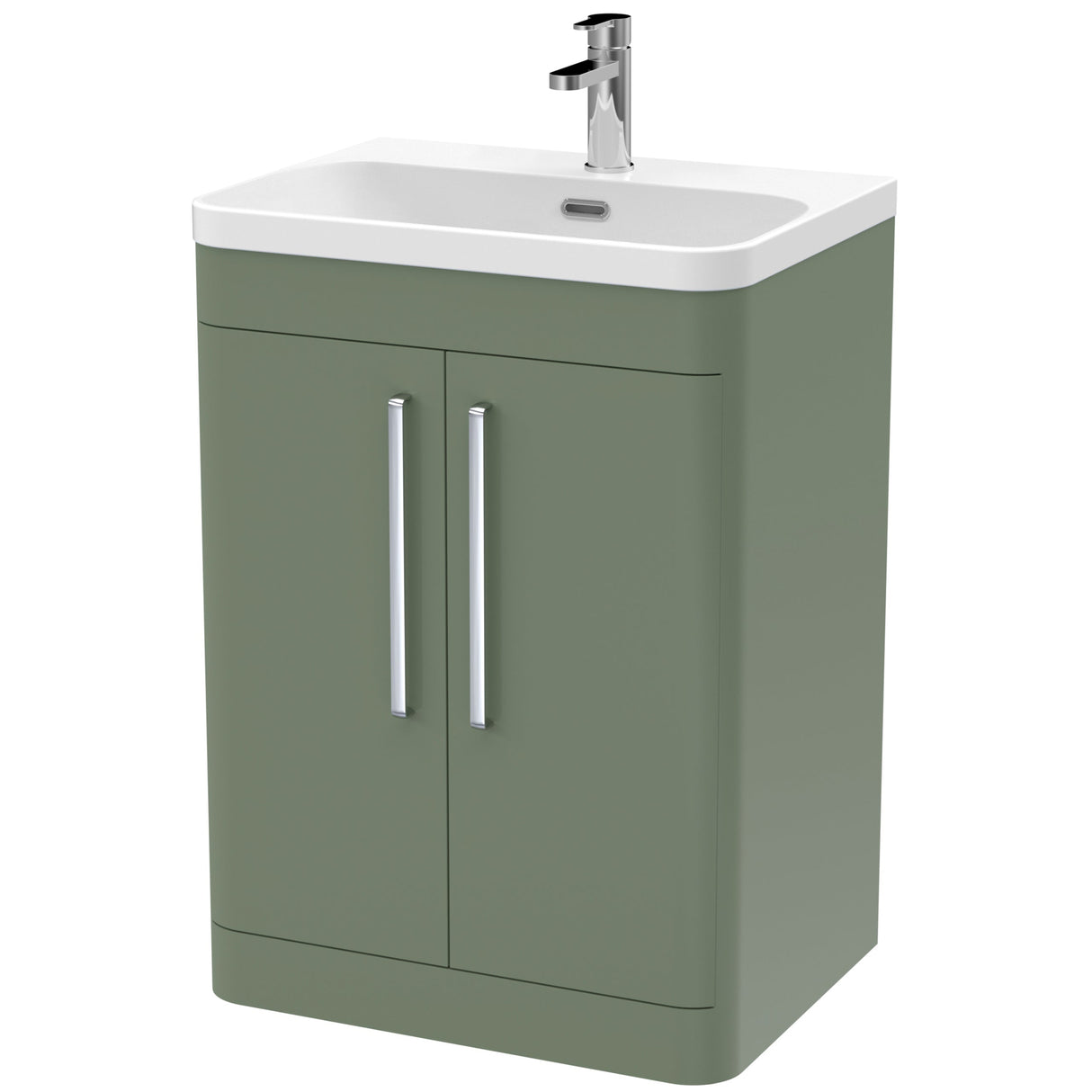 Nuie Parade 600mm Freestanding 2 Door Vanity Unit & Basin Satin Green FPA810B