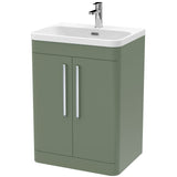 Nuie Parade 600mm Freestanding 2 Door Vanity Unit & Basin Satin Green FPA810B