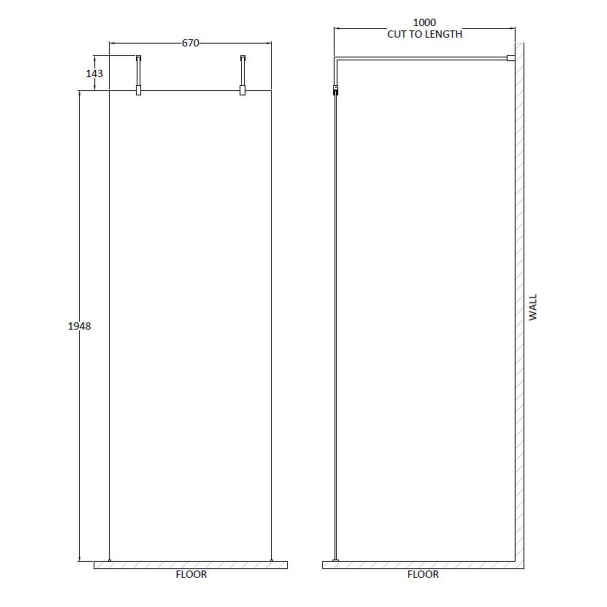 Hudson Reed 8mm Freestanding Wetroom Screen With Arms Chrome GPAF070 LD