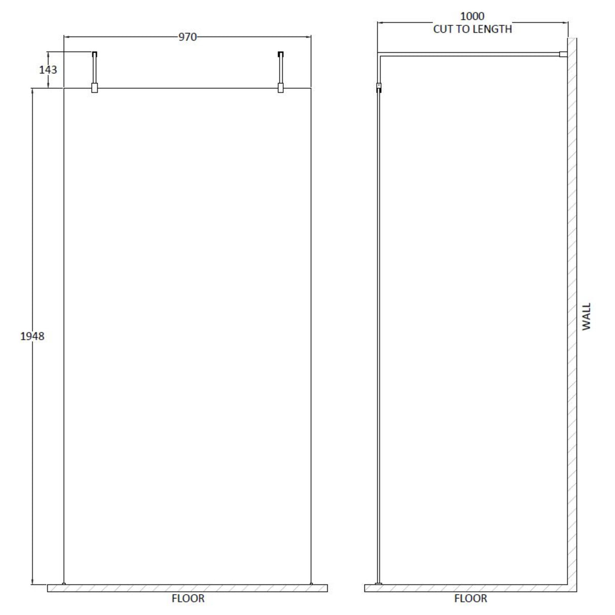 Hudson Reed 8mm Freestanding Wetroom Screen With Arms Chrome GPAF10 LD