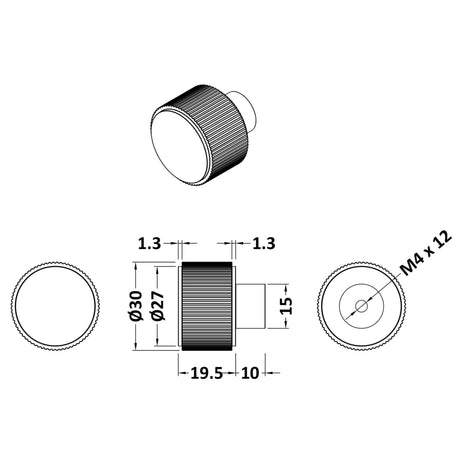 Nuie Fluted Door Knob Brushed Pewter H717 LD