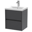 Nuie Havana 500mm Wall Hung 2 Drawer Vanity Unit & Basin Graphite Grey HAV2202A
