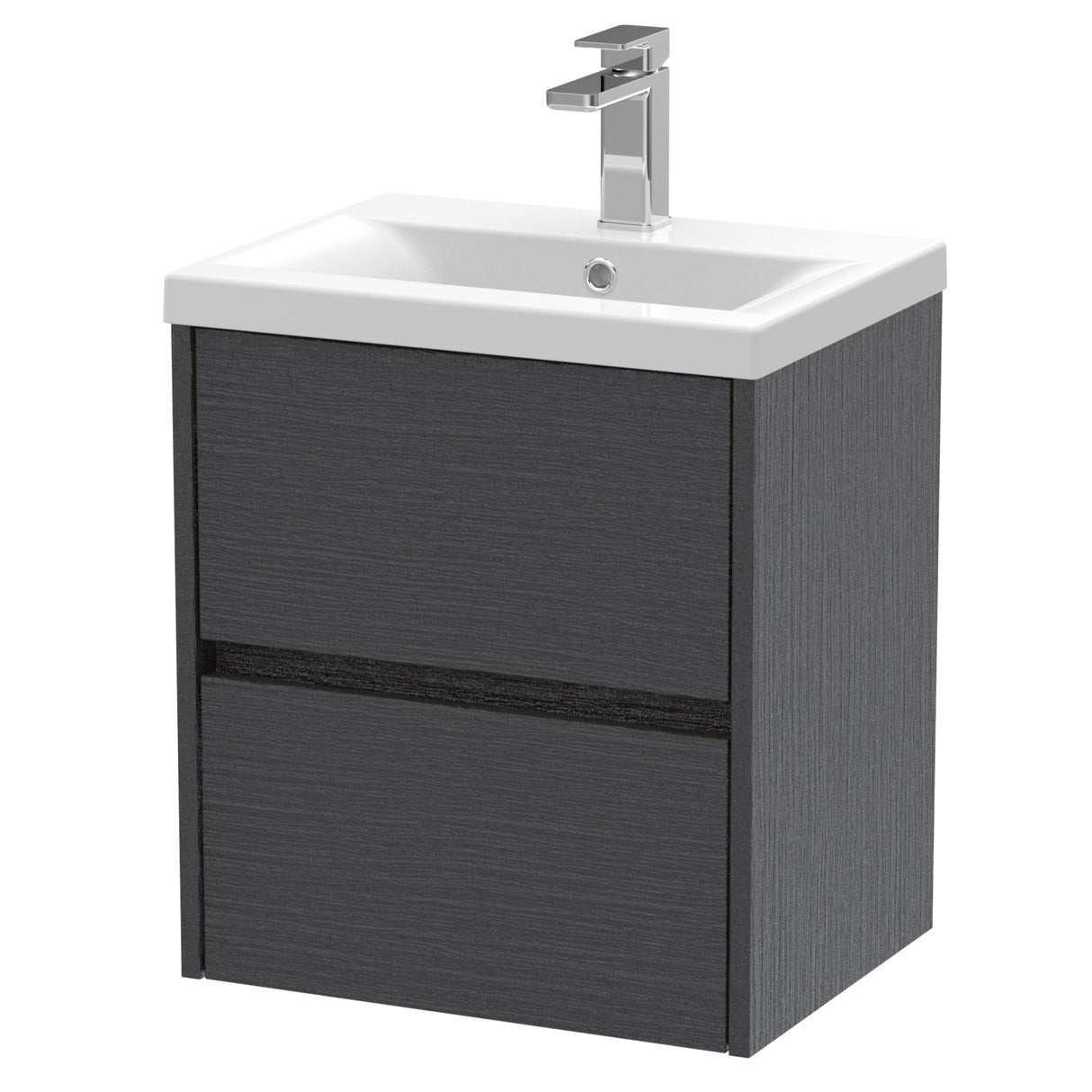 Nuie Havana 500mm Wall Hung 2 Drawer Vanity Unit & Basin Graphite Grey HAV2202A