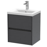 Nuie Havana 500mm Wall Hung 2 Drawer Vanity Unit & Basin Graphite Grey HAV2202A