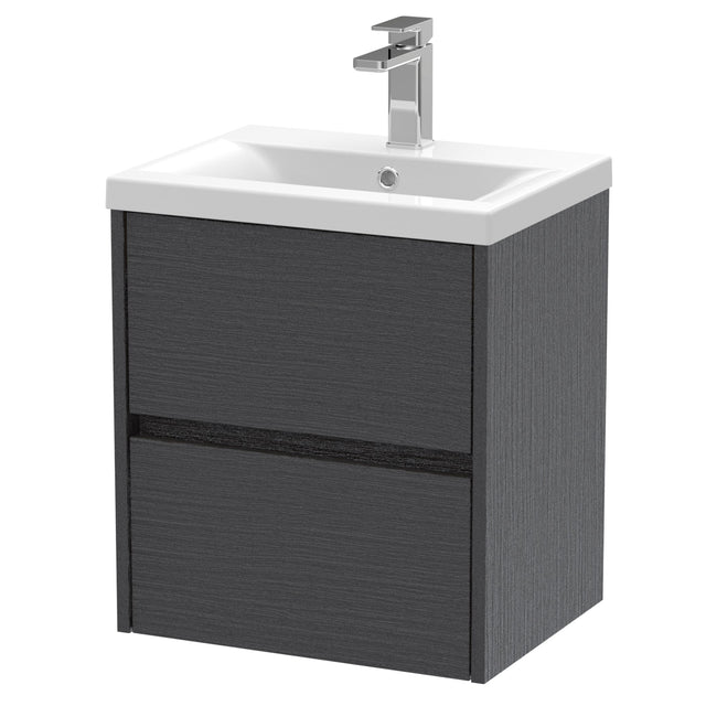 Nuie Havana 500mm Wall Hung 2 Drawer Vanity Unit & Basin Graphite Grey HAV2202A
