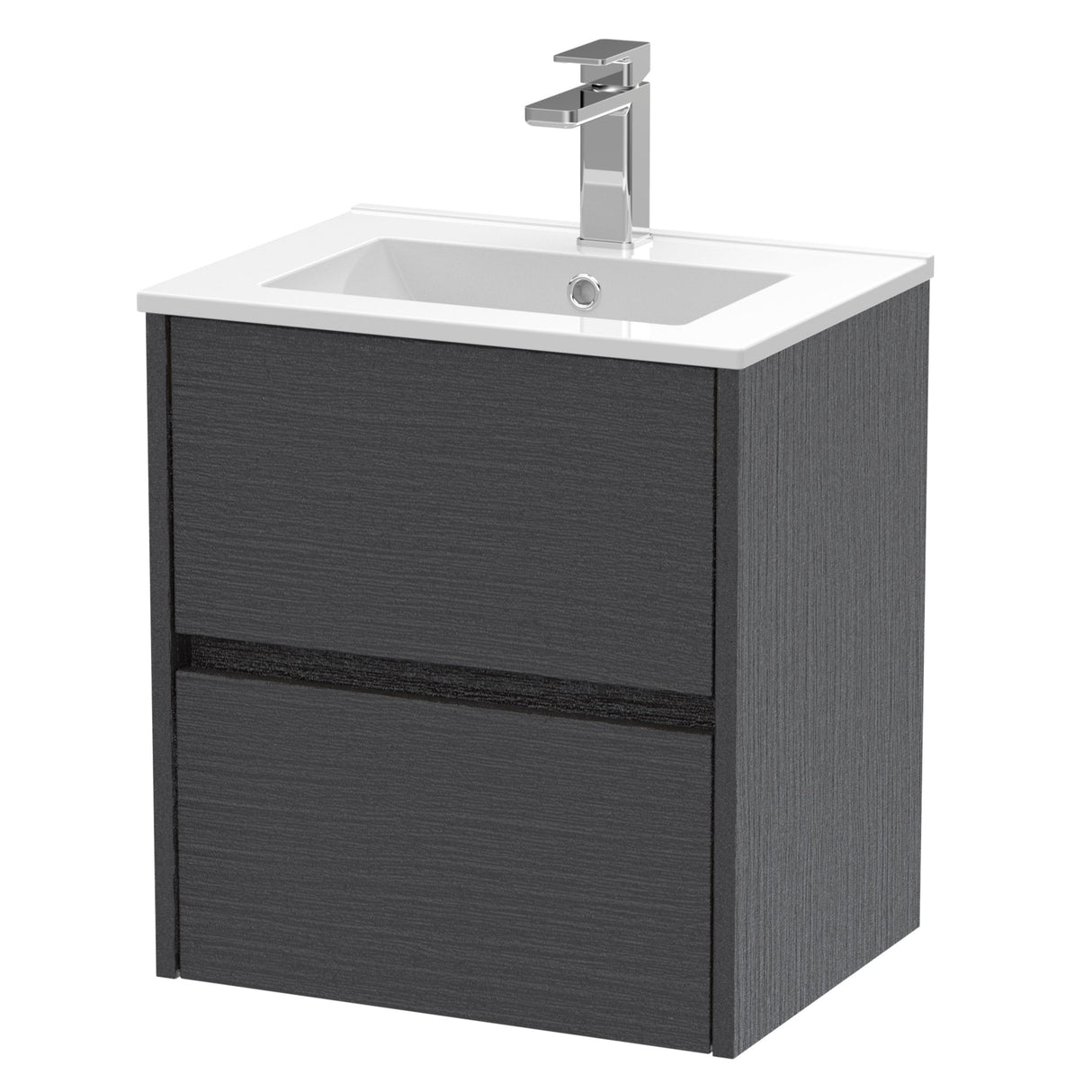 Nuie Havana 500mm Wall Hung 2 Drawer Vanity Unit & Basin Graphite Grey HAV2202B