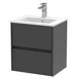 Nuie Havana 500mm Wall Hung 2 Drawer Vanity Unit & Basin Graphite Grey HAV2202B