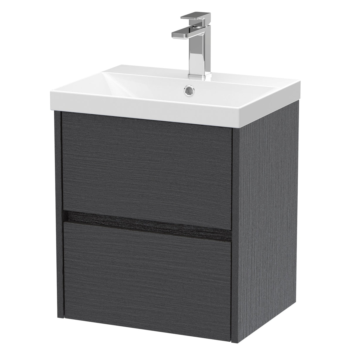 Nuie Havana 500mm Wall Hung 2 Drawer Vanity Unit & Basin Graphite Grey HAV2202D