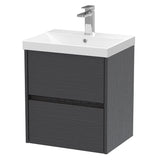 Nuie Havana 500mm Wall Hung 2 Drawer Vanity Unit & Basin Graphite Grey HAV2202D