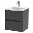 Nuie Havana 500mm Wall Hung 2 Drawer Vanity Unit & Basin Graphite Grey HAV2202G LD