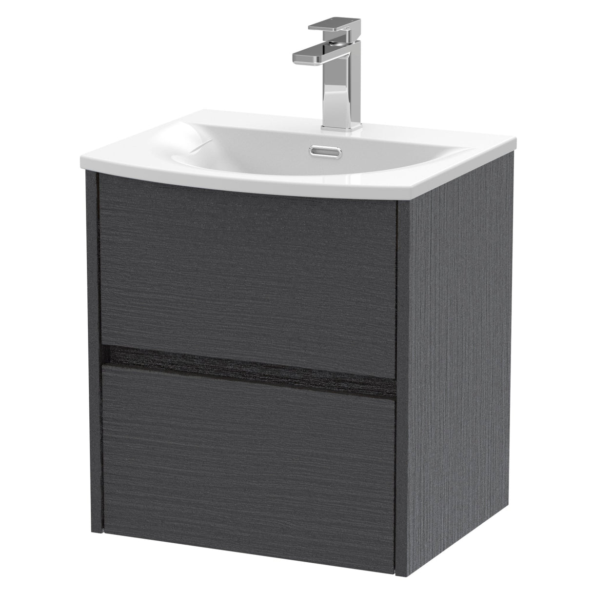 Nuie Havana 500mm Wall Hung 2 Drawer Vanity Unit & Basin Graphite Grey HAV2202G LD
