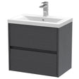Nuie Havana 600mm Wall Hung 2 Drawer Vanity Unit & Basin Graphite Grey HAV2204A
