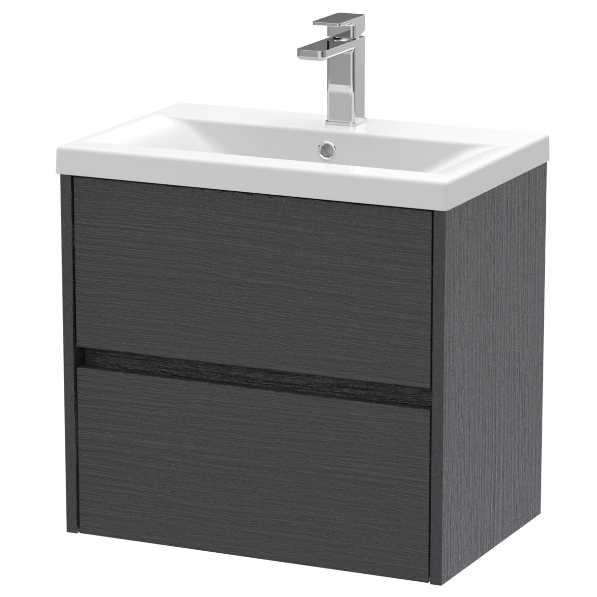 Nuie Havana 600mm Wall Hung 2 Drawer Vanity Unit & Basin Graphite Grey HAV2204A