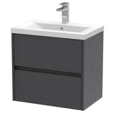 Nuie Havana 600mm Wall Hung 2 Drawer Vanity Unit & Basin Graphite Grey HAV2204A