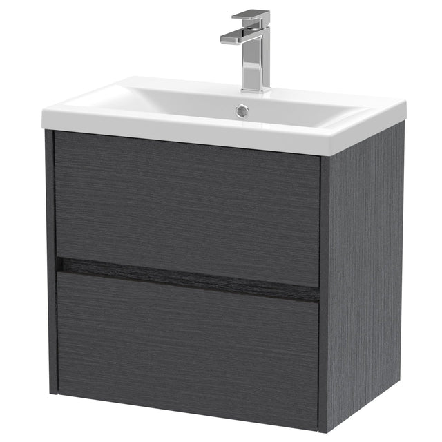 Nuie Havana 600mm Wall Hung 2 Drawer Vanity Unit & Basin Graphite Grey HAV2204A