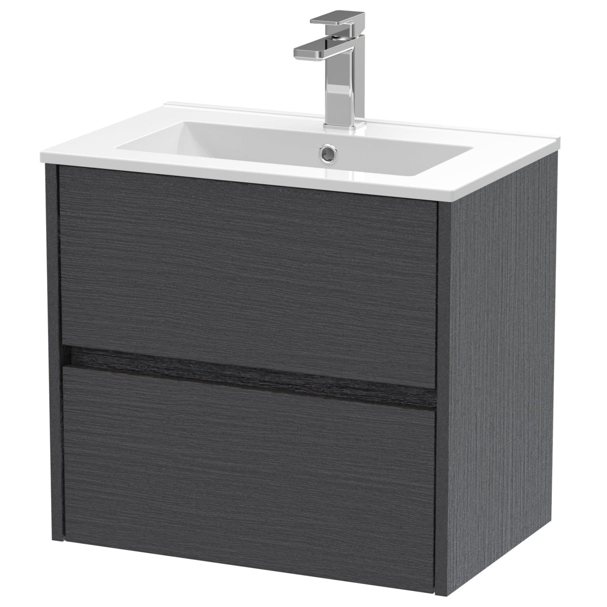 Nuie Havana 600mm Wall Hung 2 Drawer Vanity Unit & Basin Graphite Grey HAV2204B