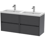 Nuie Havana 1200mm Wall Hung 4 Drawer Vanity Unit & Double Basin Graphite Grey HAV2204C