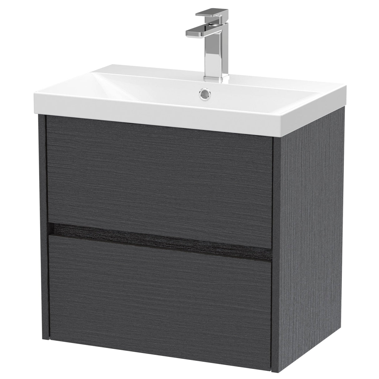 Nuie Havana 600mm Wall Hung 2 Drawer Vanity Unit & Basin Graphite Grey HAV2204D