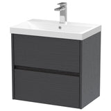 Nuie Havana 600mm Wall Hung 2 Drawer Vanity Unit & Basin Graphite Grey HAV2204D