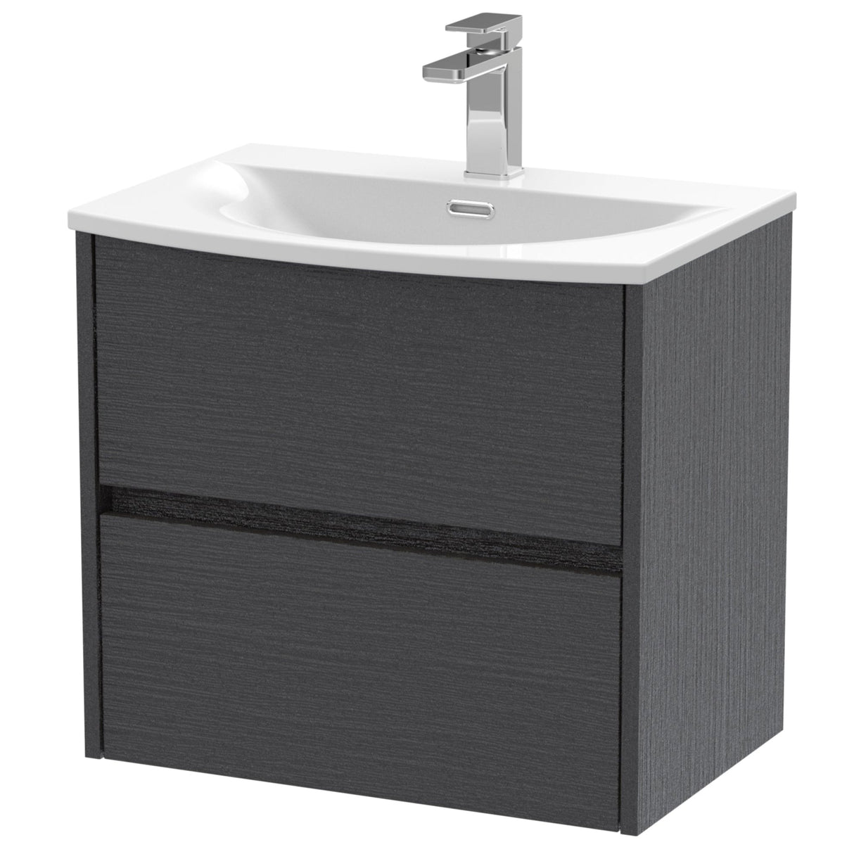 Nuie Havana 600mm Wall Hung 2 Drawer Vanity Unit & Basin Graphite Grey HAV2204G