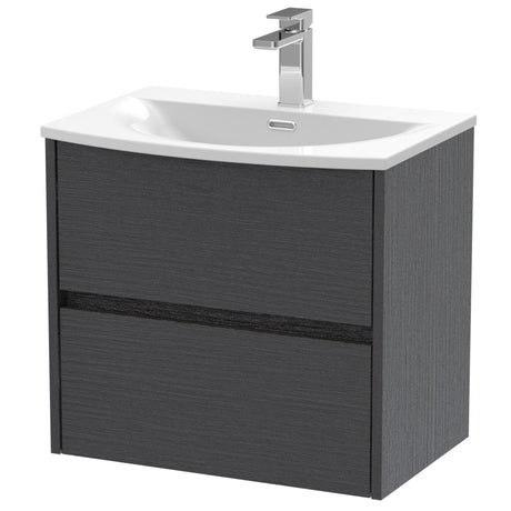 Nuie Havana 600mm Wall Hung 2 Drawer Vanity Unit & Basin Graphite Grey HAV2204G