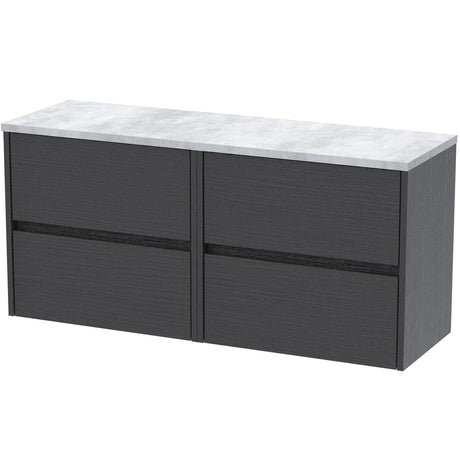 Nuie Havana 1200mm Wall Hung 4 Drawer Countertop Vanity Unit Graphite Grey HAV2204LBG2