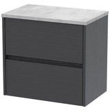 Nuie Havana 600mm Wall Hung 2 Drawer Countertop Vanity Unit Graphite Grey HAV2204LBG