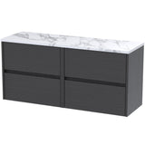 Nuie Havana 1200mm Wall Hung 4 Drawer Countertop Vanity Unit Graphite Grey HAV2204LCM2