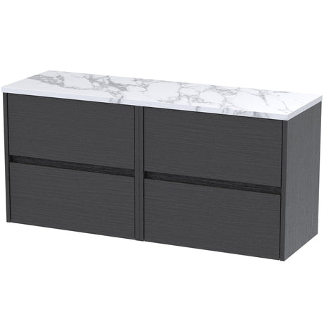 Nuie Havana 1200mm Wall Hung 4 Drawer Countertop Vanity Unit Graphite Grey HAV2204LCM2