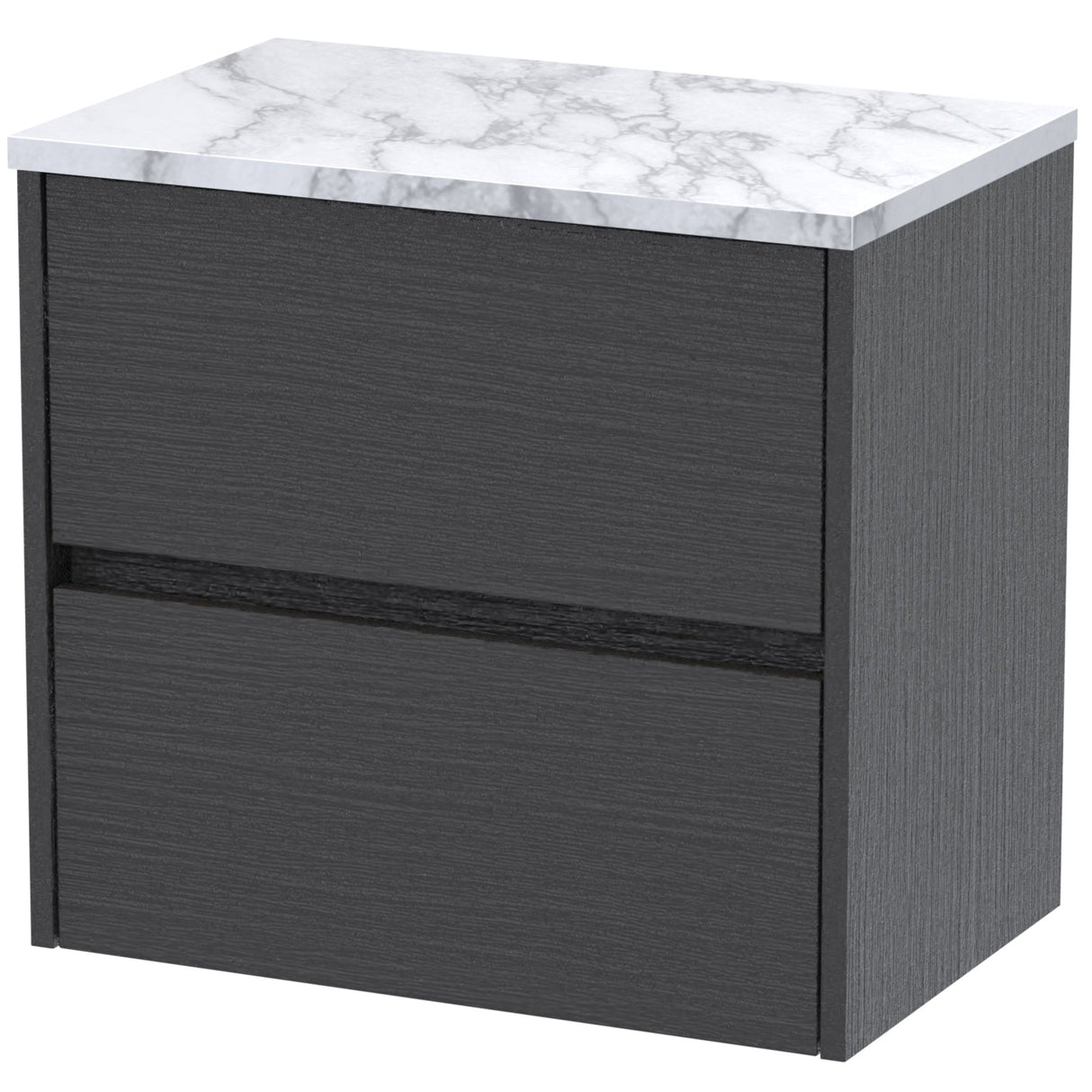 Nuie Havana 600mm Wall Hung 2 Drawer Countertop Vanity Unit Graphite Grey HAV2204LCM