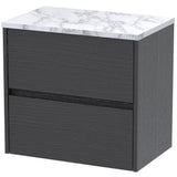 Nuie Havana 600mm Wall Hung 2 Drawer Countertop Vanity Unit Graphite Grey HAV2204LCM