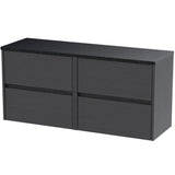 Nuie Havana 1200mm Wall Hung 4 Drawer Countertop Vanity Unit Graphite Grey HAV2204LSB2
