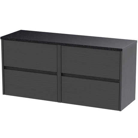 Nuie Havana 1200mm Wall Hung 4 Drawer Countertop Vanity Unit Graphite Grey HAV2204LSB2