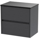 Nuie Havana 600mm Wall Hung 2 Drawer Countertop Vanity Unit Graphite Grey HAV2204LSB