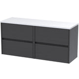 Nuie Havana 1200mm Wall Hung 4 Drawer Countertop Vanity Unit Graphite Grey HAV2204LSW2