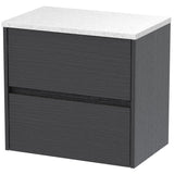Nuie Havana 600mm Wall Hung 2 Drawer Countertop Vanity Unit Graphite Grey HAV2204LSW