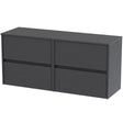 Nuie Havana 1200mm Wall Hung 4 Drawer Countertop Vanity Unit Graphite Grey HAV2204W2